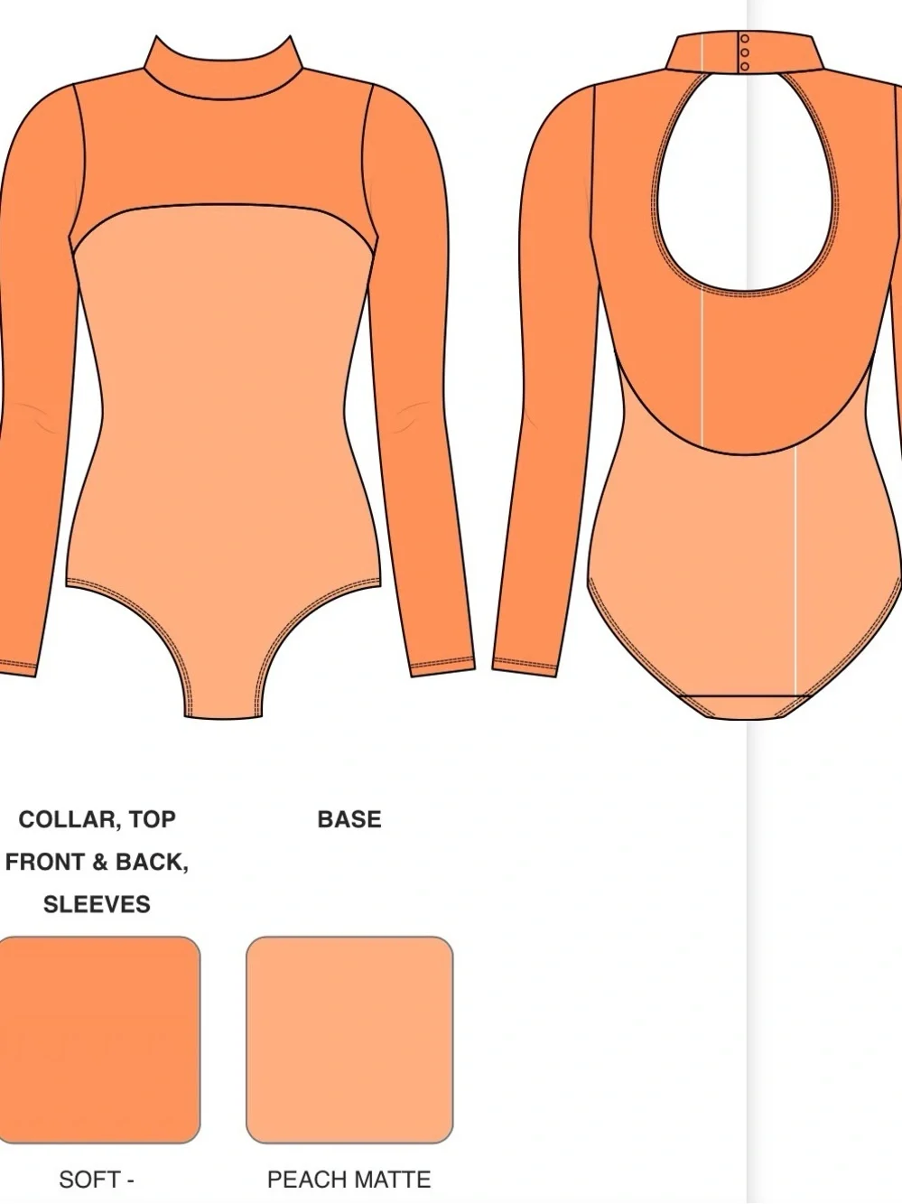 Eleve Dancewear Elizabeth Leotard  - Cantaloupe Mesh/Peaxh Matte Base - XS